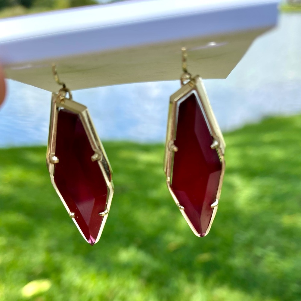 Kendra Scott Geometric Stone Ruby Red Earrings - image 7